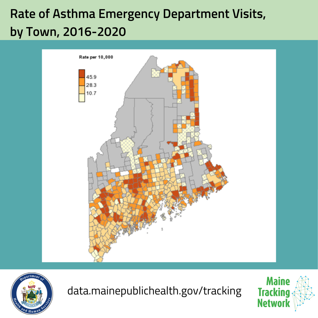 Map of asthma emergency department visits by town